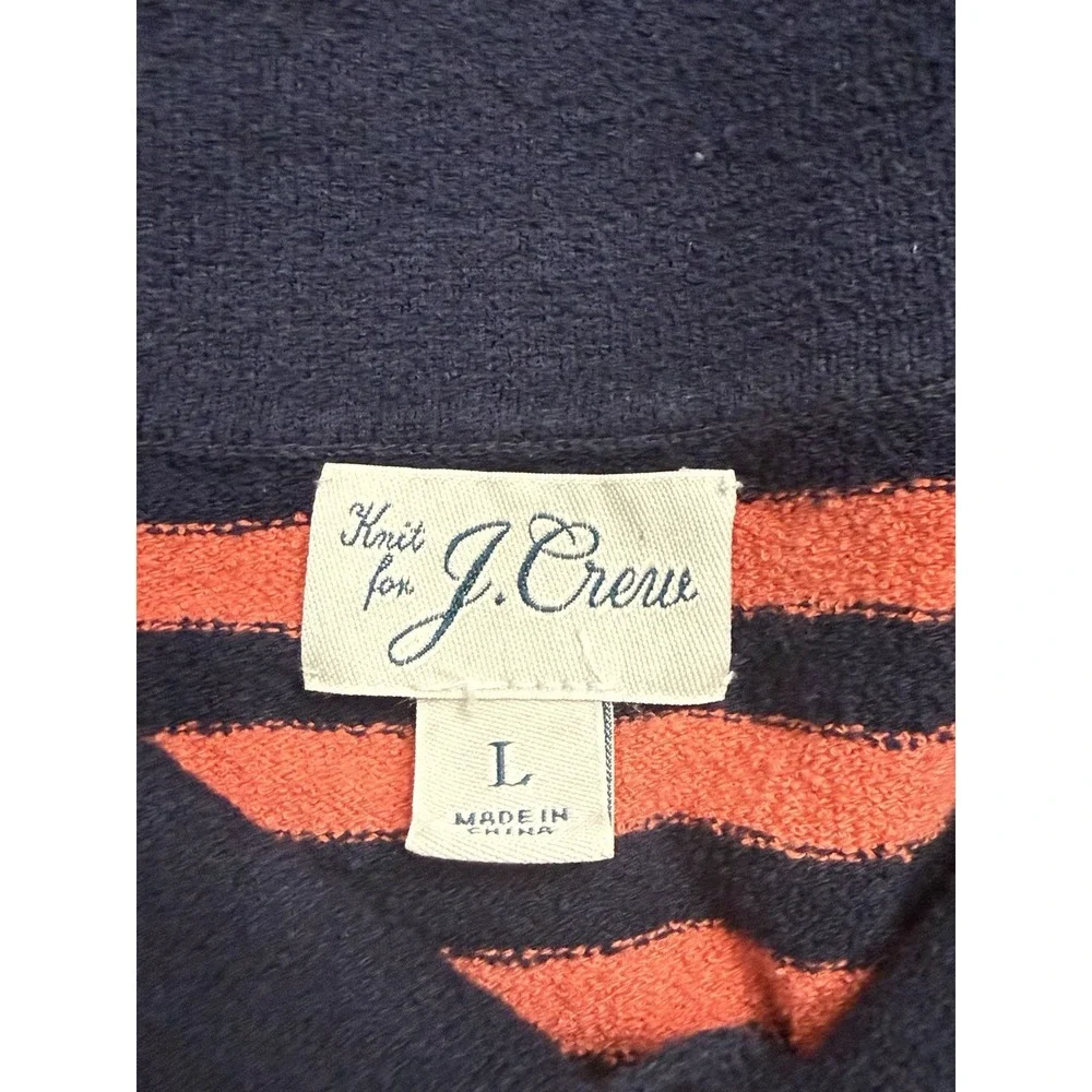 J. Crew Organic Cotton Blend Bouclé Short Sleeve Terry Cloth Polo Stripe Men's L